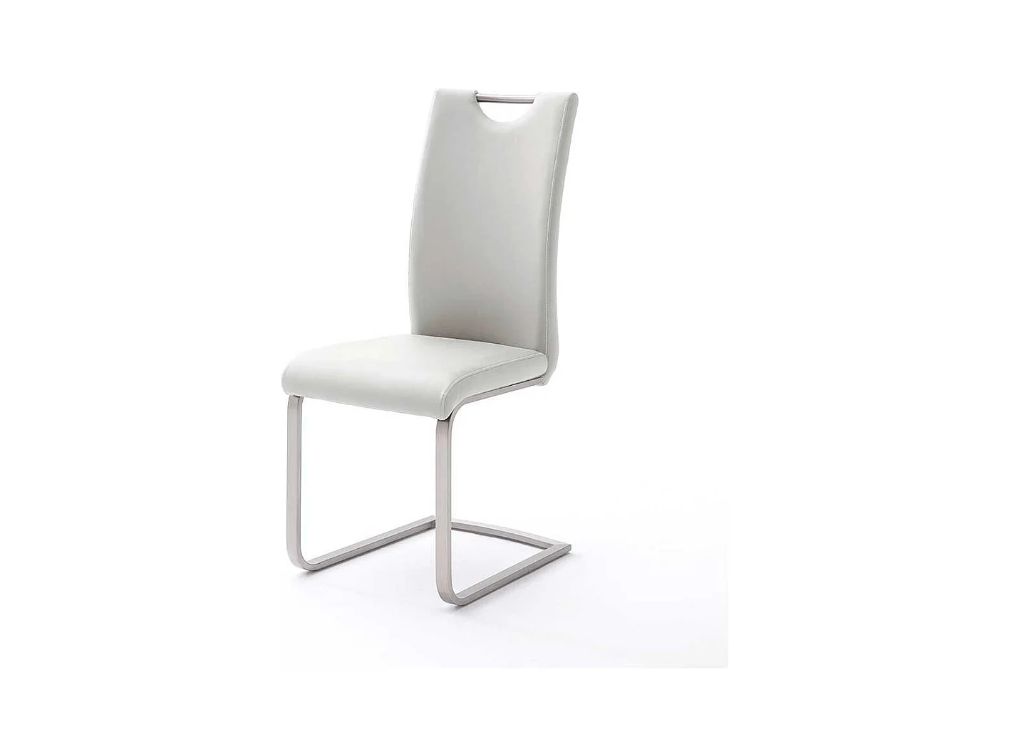 Küchenstuhl Set in Weiß Kunstleder Edelstahl (4er Set)