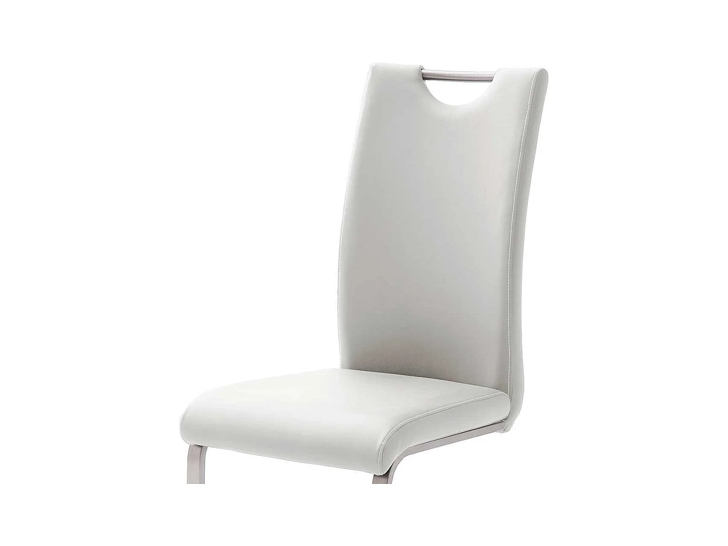 Küchenstuhl Set in Weiß Kunstleder Edelstahl (4er Set)