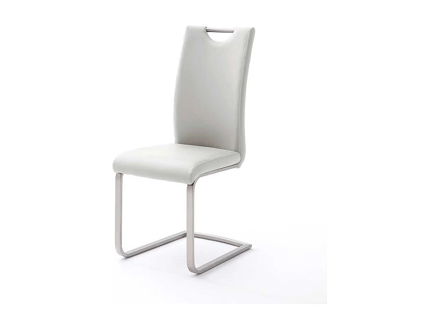 Küchenstuhl Set in Weiß Kunstleder Edelstahl (4er Set)