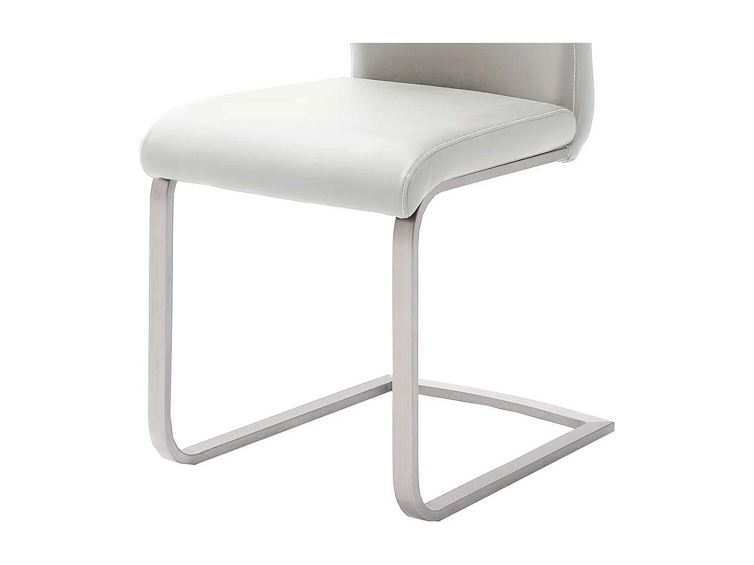 Küchenstuhl Set in Weiß Kunstleder Edelstahl (4er Set)