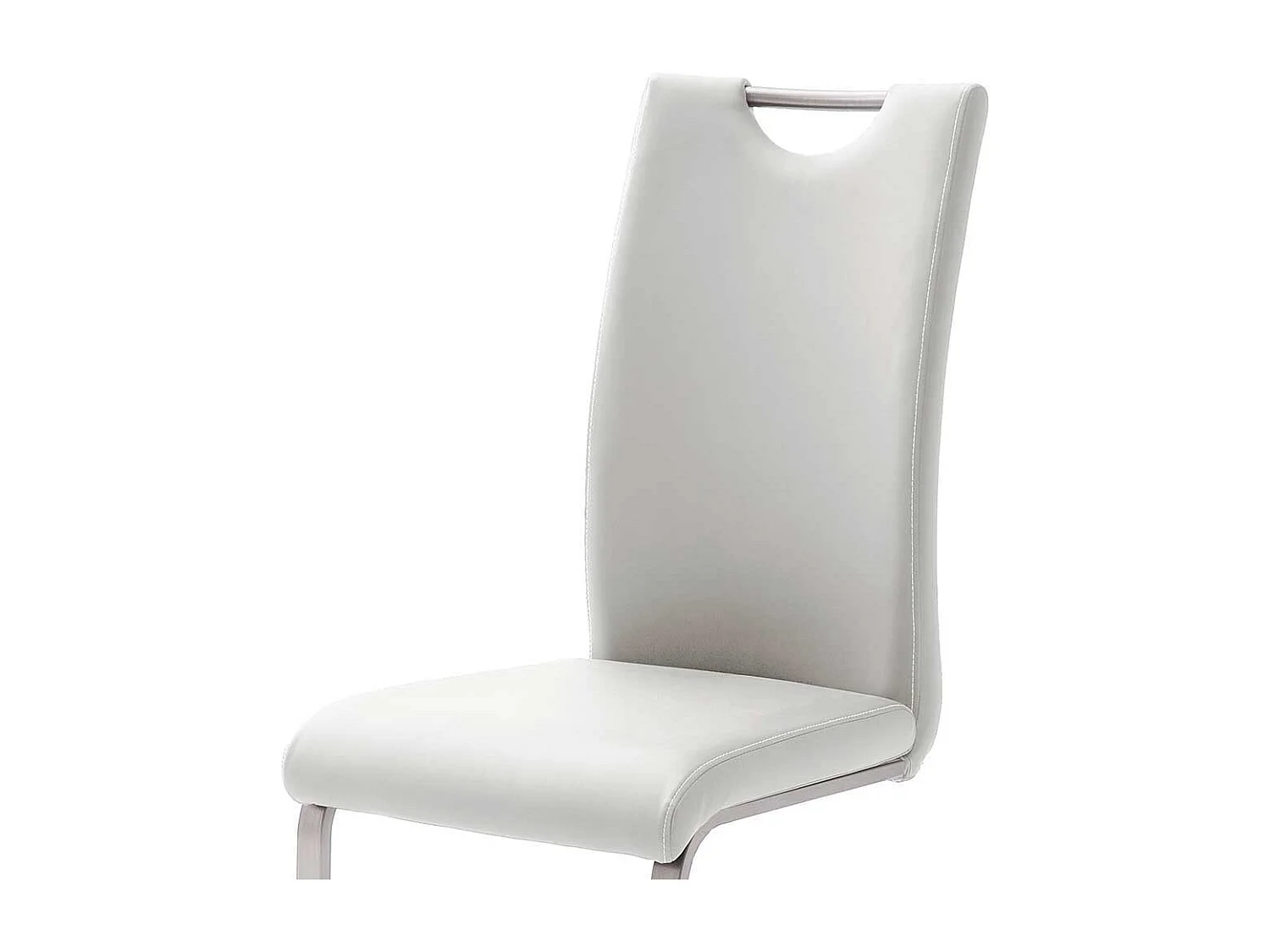 Küchenstuhl Set in Weiß Kunstleder Edelstahl (4er Set)