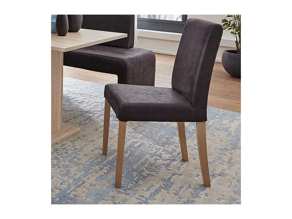 Esszimmer Stuhl in Anthrazit Microfaser Massivholzgestell in Eiche Sonoma (2er Set)