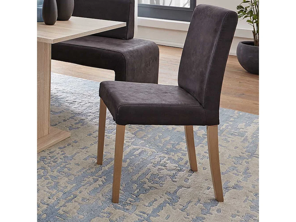 Esszimmer Stuhl in Anthrazit Microfaser Massivholzgestell in Eiche Sonoma (2er Set)