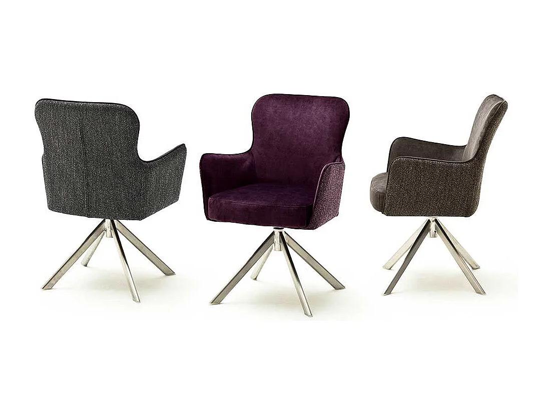 Esszimmer Drehst�hle in Anthrazit Stoff Armlehnen (2er Set)