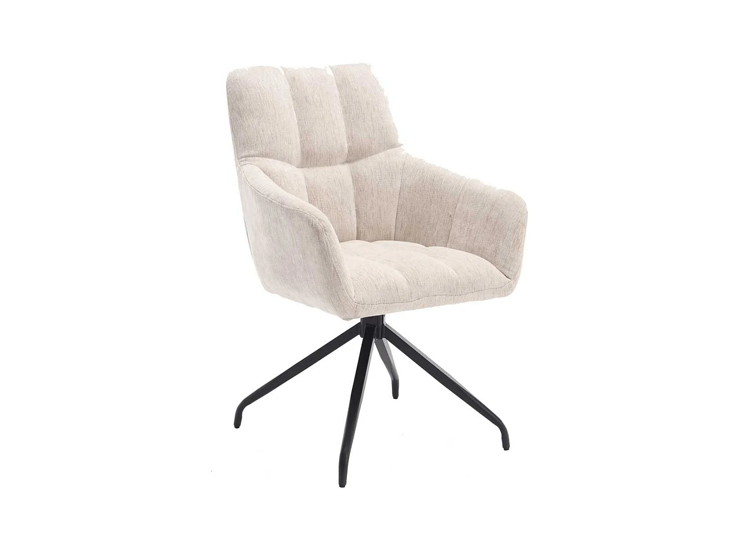 Drehstuhl Cremeweiß mit Armlehnen drehbar (2er Set)