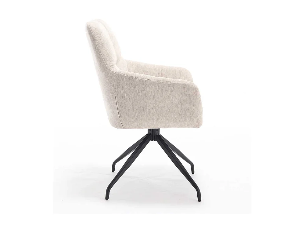 Drehstuhl Cremeweiß mit Armlehnen drehbar (2er Set)