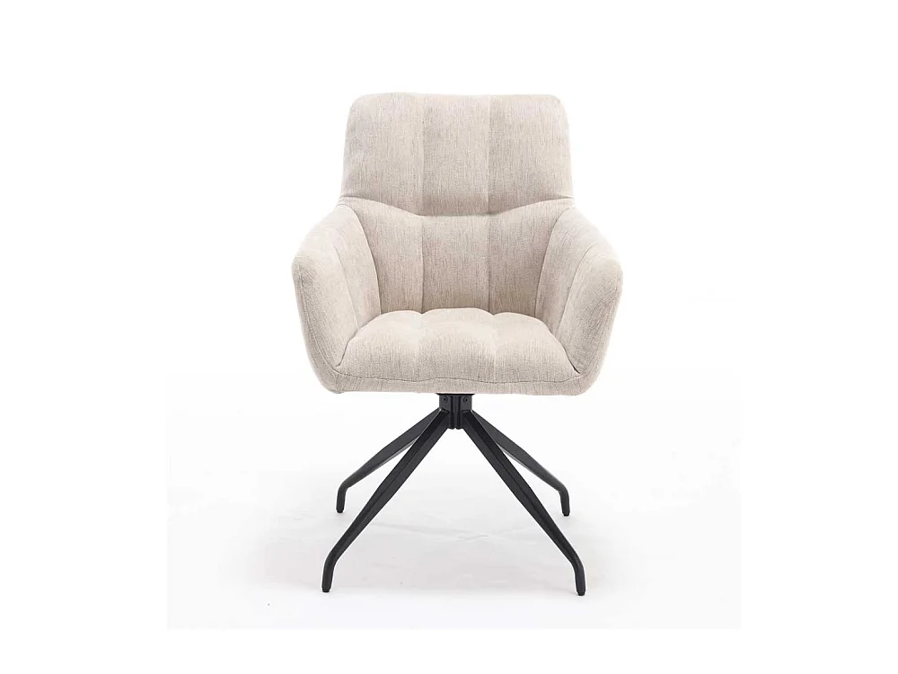 Drehstuhl Cremeweiß mit Armlehnen drehbar (2er Set)