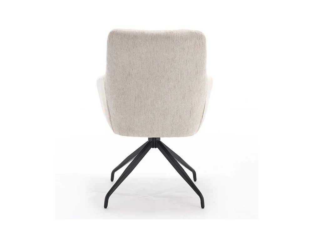 Drehstuhl Cremeweiß mit Armlehnen drehbar (2er Set)