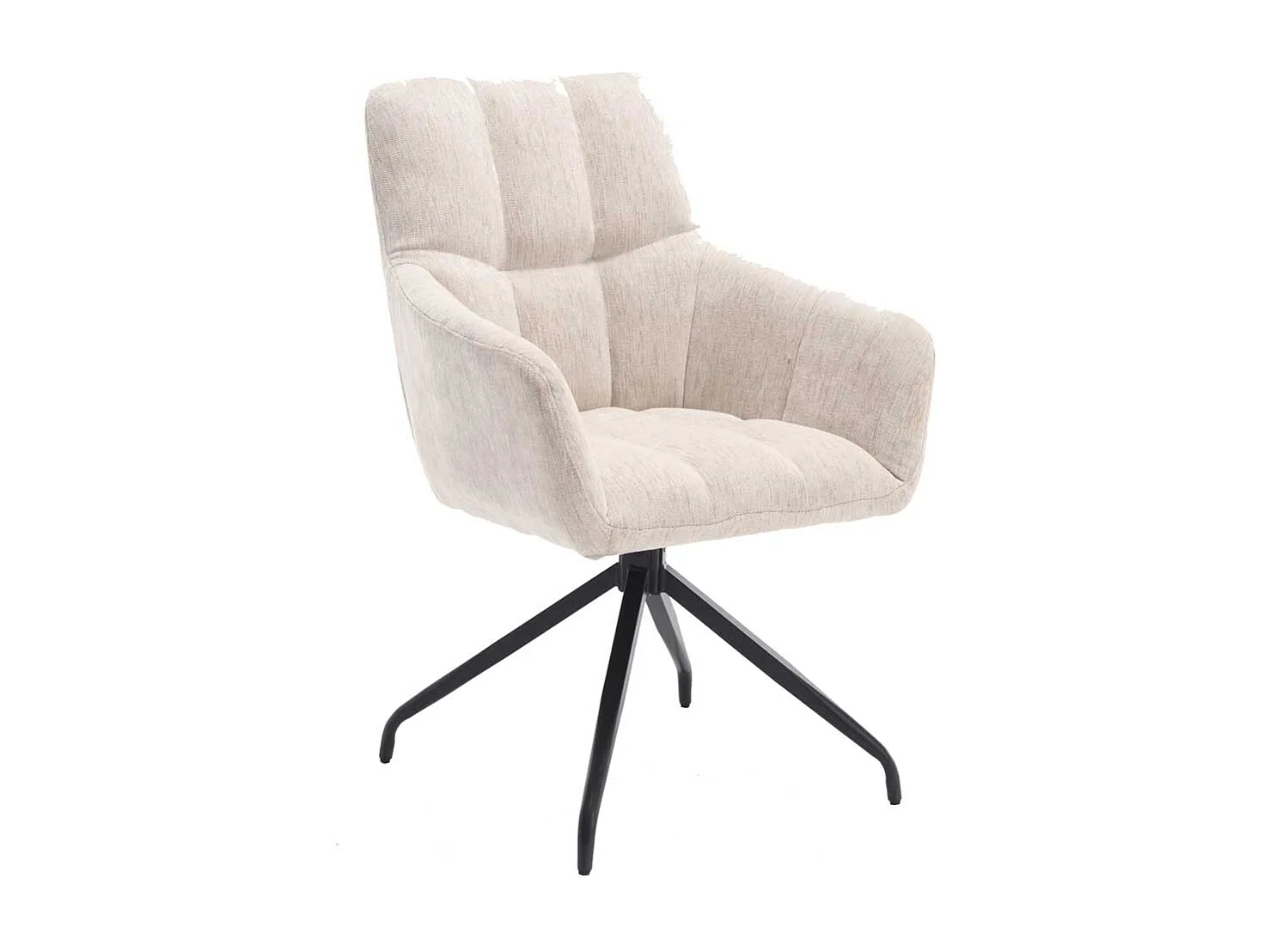 Drehstuhl Cremeweiß mit Armlehnen drehbar (2er Set)