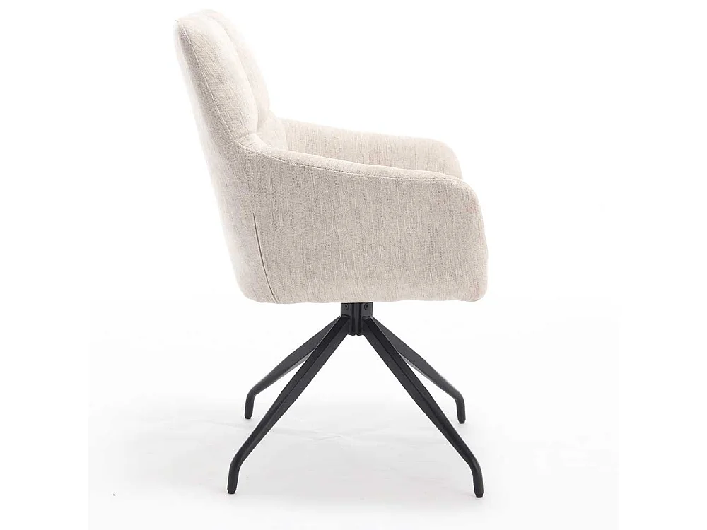 Drehstuhl Cremeweiß mit Armlehnen drehbar (2er Set)