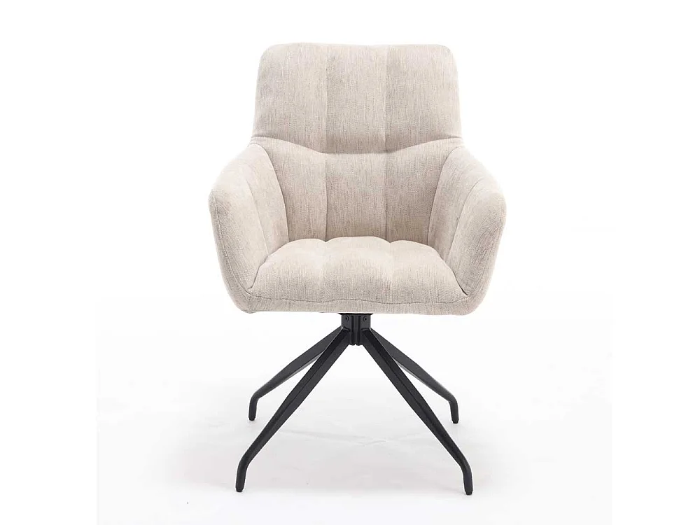 Drehstuhl Cremeweiß mit Armlehnen drehbar (2er Set)