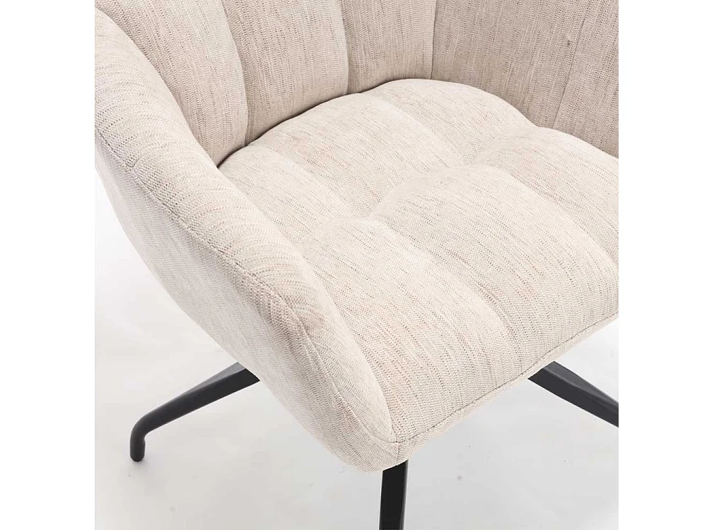 Drehstuhl Cremeweiß mit Armlehnen drehbar (2er Set)