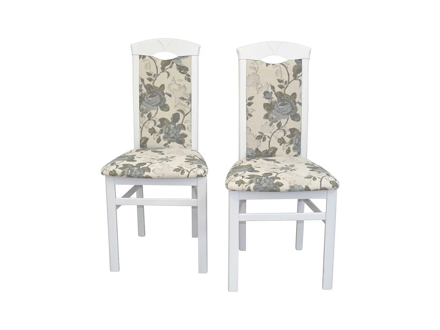 Esstisch Stühle geblümt in Beige und Weiß hoher Lehne (2er Set)