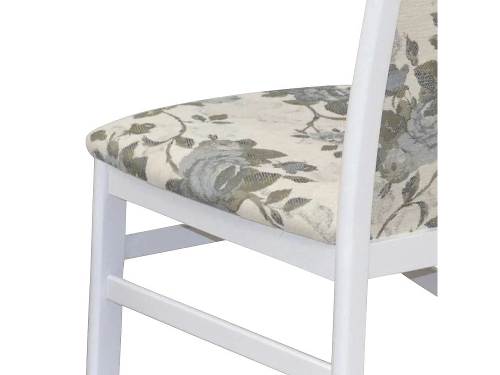 Esstisch Stühle geblümt in Beige und Weiß hoher Lehne (2er Set)