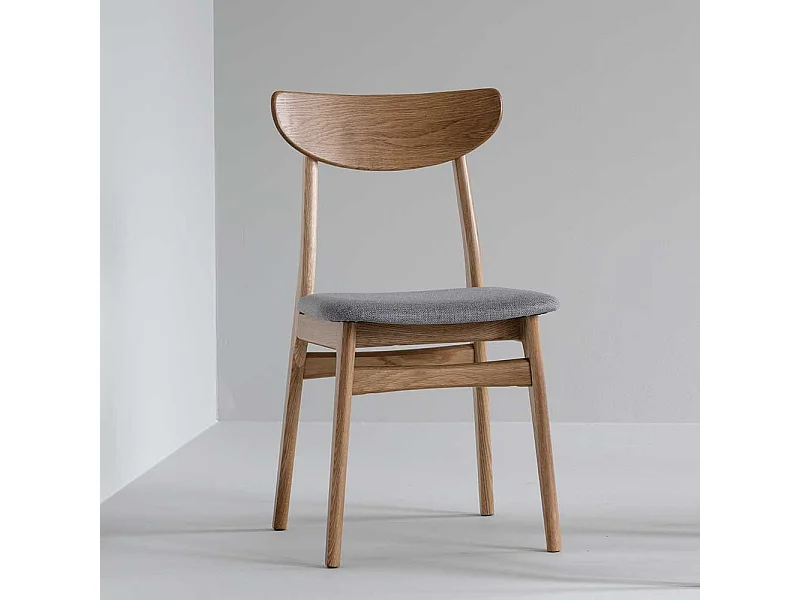 Echtholzstuehle mit Polstersitz Hellgrau (2er Set)