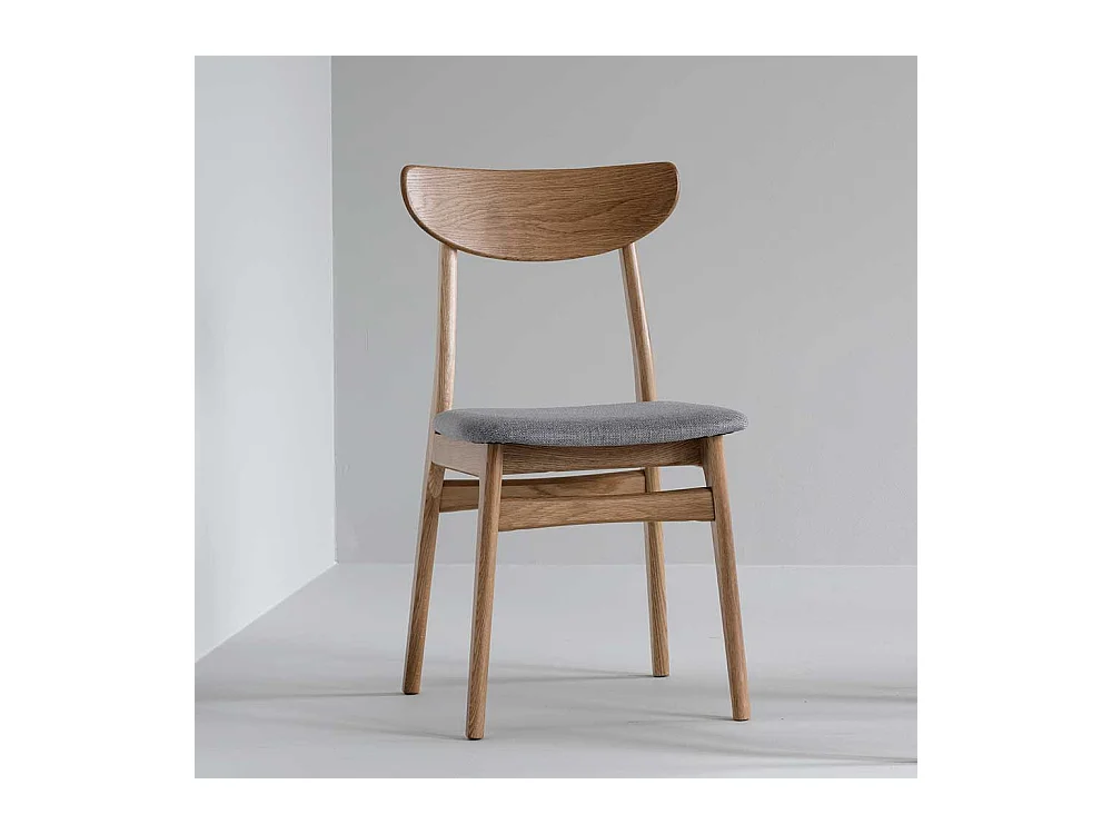 Echtholzstuehle mit Polstersitz Hellgrau (2er Set)