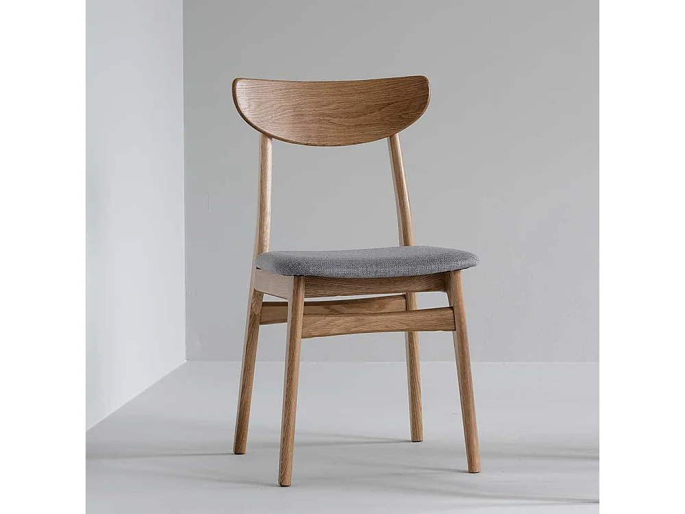 Echtholzstuehle mit Polstersitz Hellgrau (2er Set)