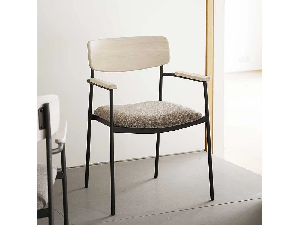 Armlehnstuhl Esszimmerarmlehnstuhl im Retrostil mit Rückenlehne aus Holz (2er Set)