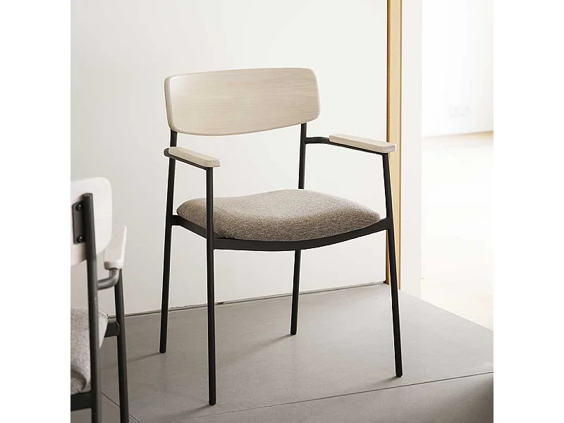 Armlehnstuhl Esszimmerarmlehnstuhl im Retrostil mit Rückenlehne aus Holz (2er Set)