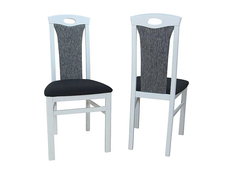 Polsterstuhl Set in Weiß Buche massiv Grau Webstoff (2er Set)