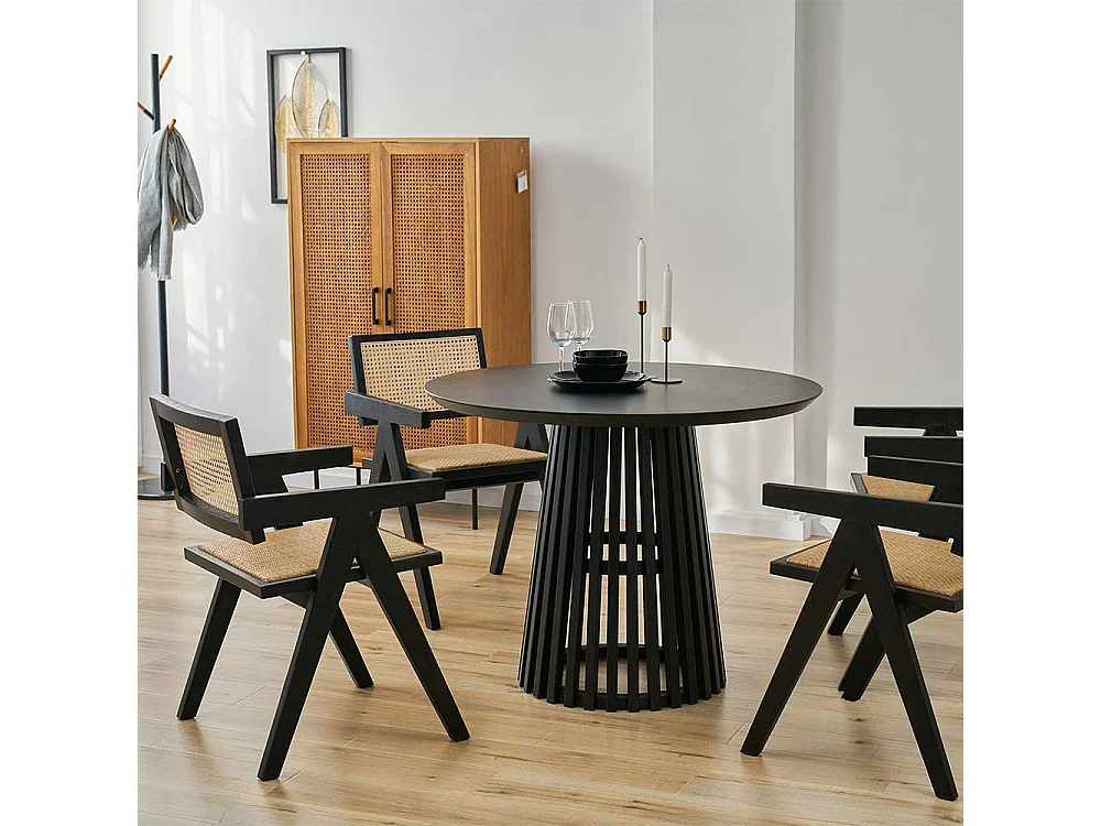 Armlehnstuhl Esszimmerstuhl in Beige und Schwarz