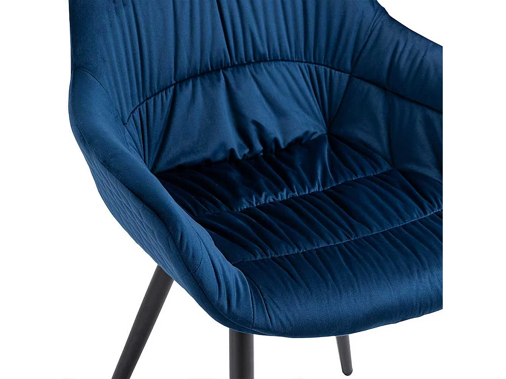 Polster Armlehnenstuhl in Blau Bezug aus Samt