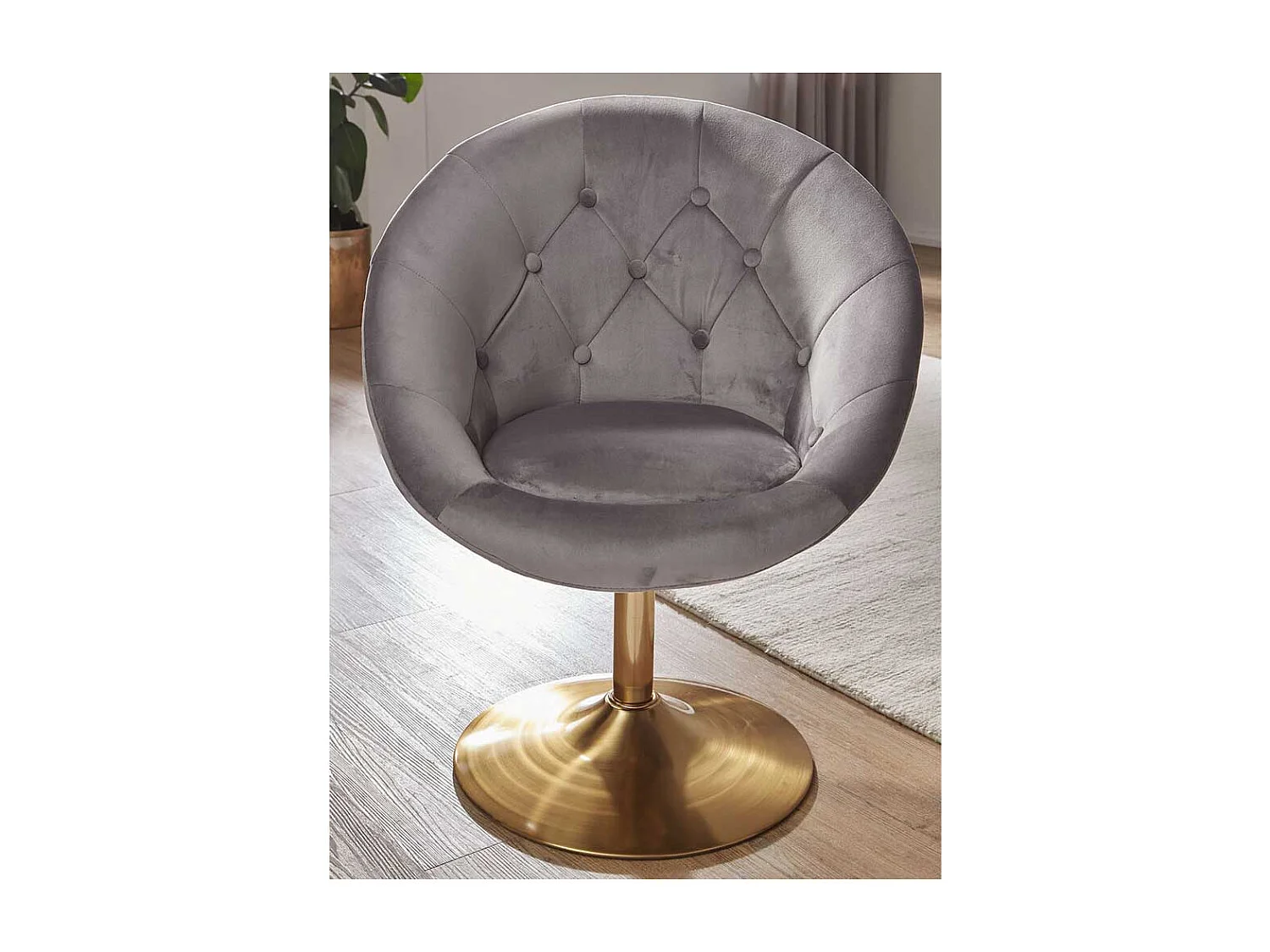 Retro Drehstühle in Grau Samt höhenverstellbar