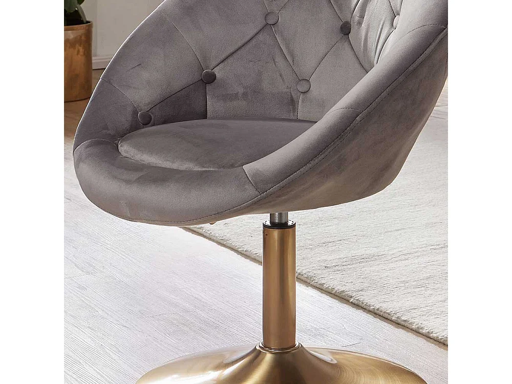 Retro Drehstühle in Grau Samt höhenverstellbar