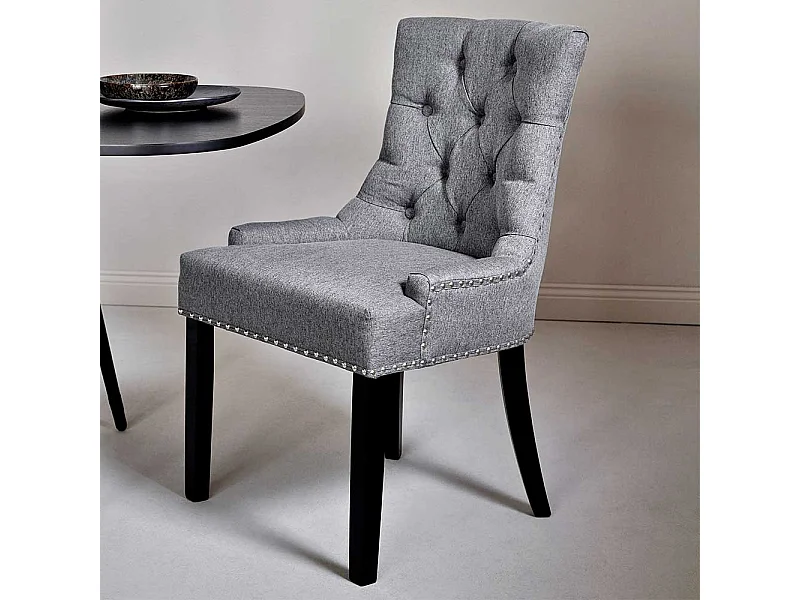 Polsterstuhl Esszimmer Stuhl im Chesterfield Look in Grau