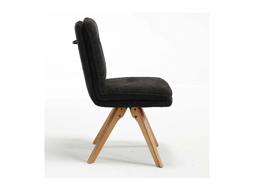 Stühle mit Boucle Bezug in Anthrazit Gestell aus Massivholz (2er Set)