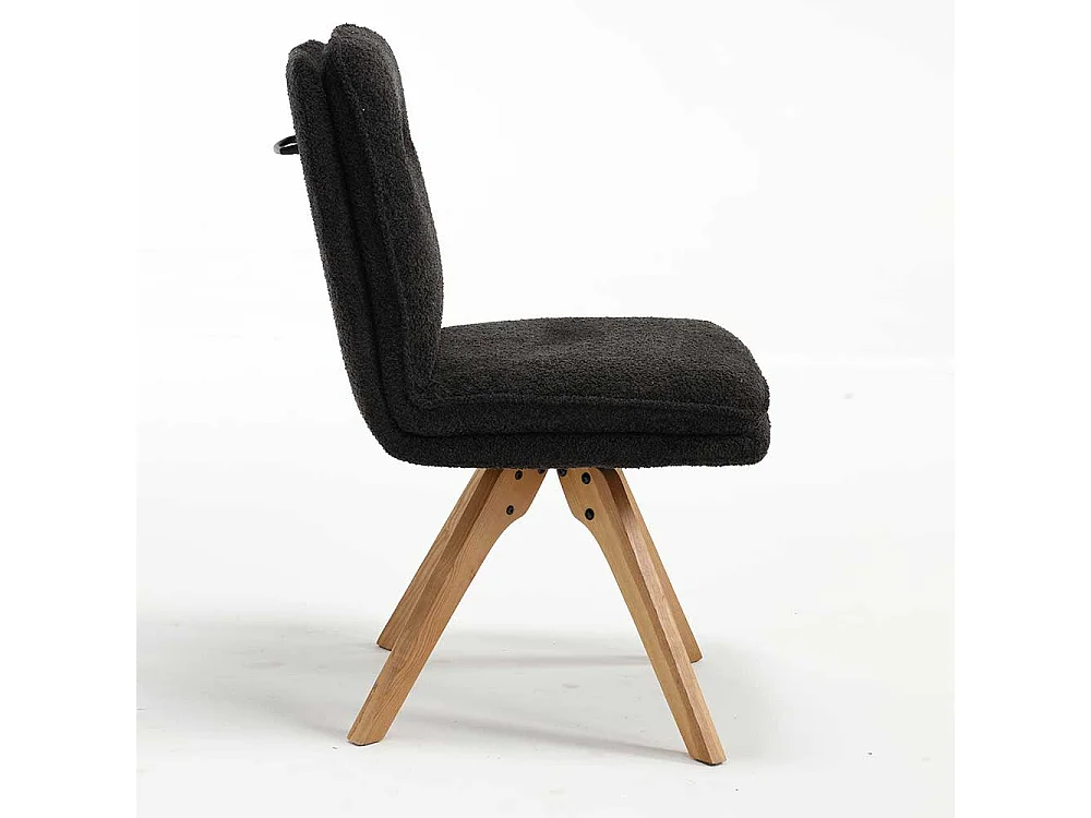 Stühle mit Boucle Bezug in Anthrazit Gestell aus Massivholz (2er Set)