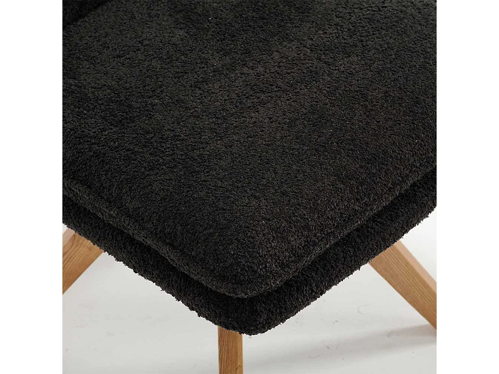 Stühle mit Boucle Bezug in Anthrazit Gestell aus Massivholz (2er Set)