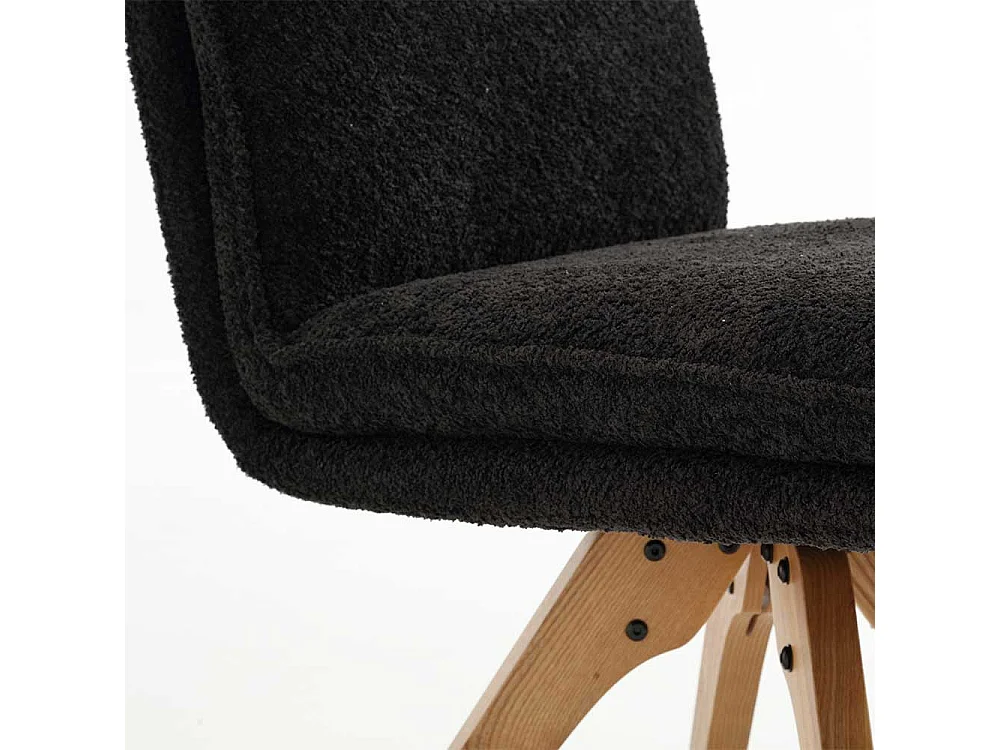 Stühle mit Boucle Bezug in Anthrazit Gestell aus Massivholz (2er Set)