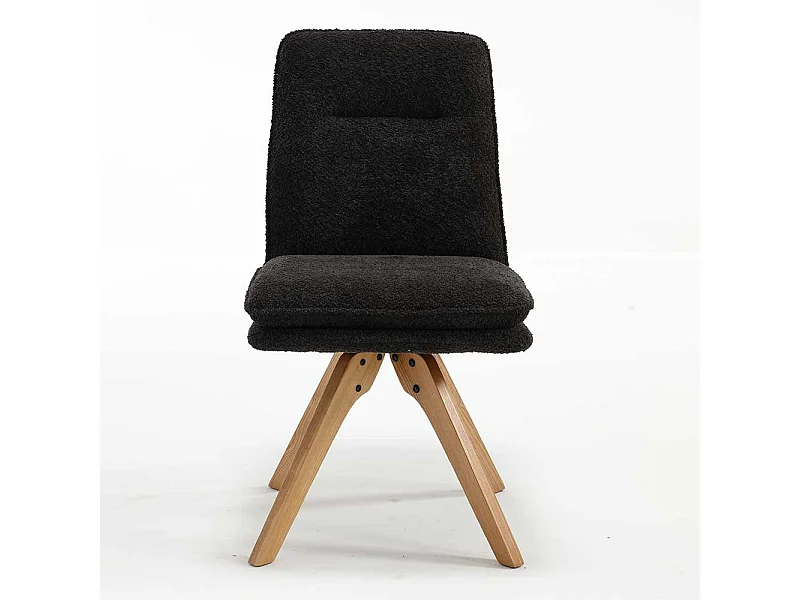 Stühle mit Boucle Bezug in Anthrazit Gestell aus Massivholz (2er Set)