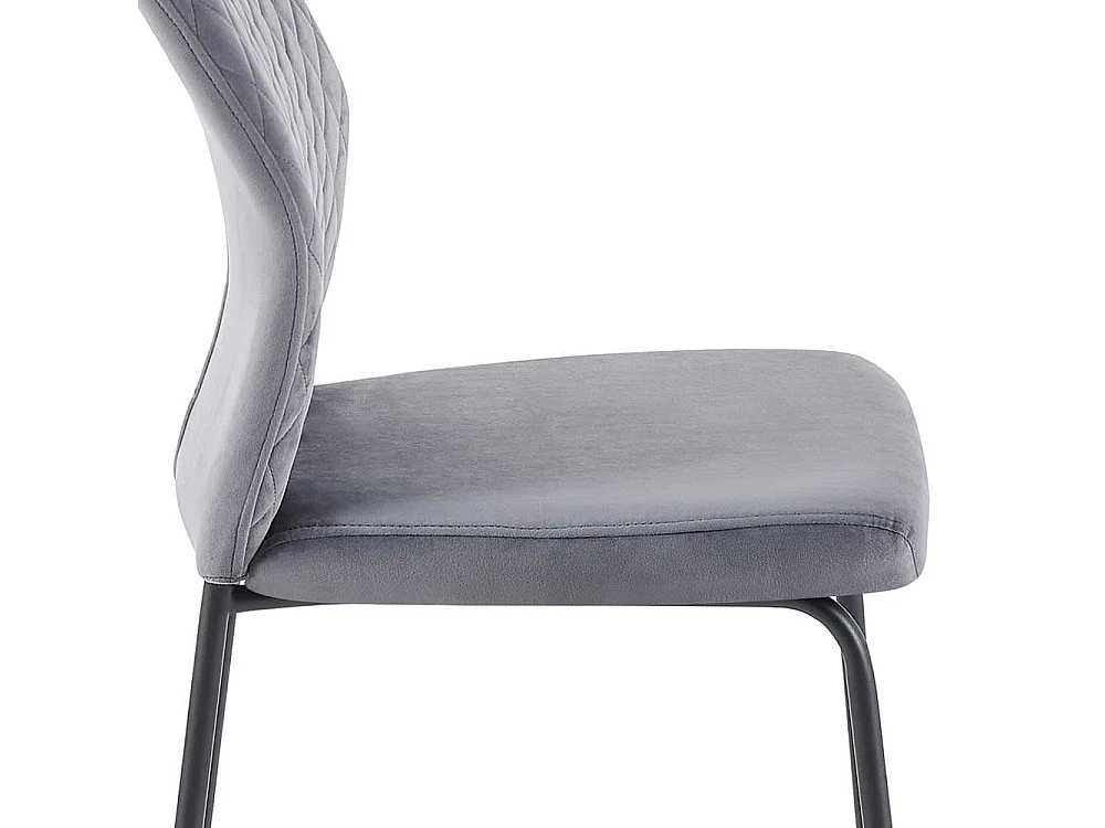 Kuechenstuhl Set Grau aus Samt und Metall 47 cm breit (2er Set)