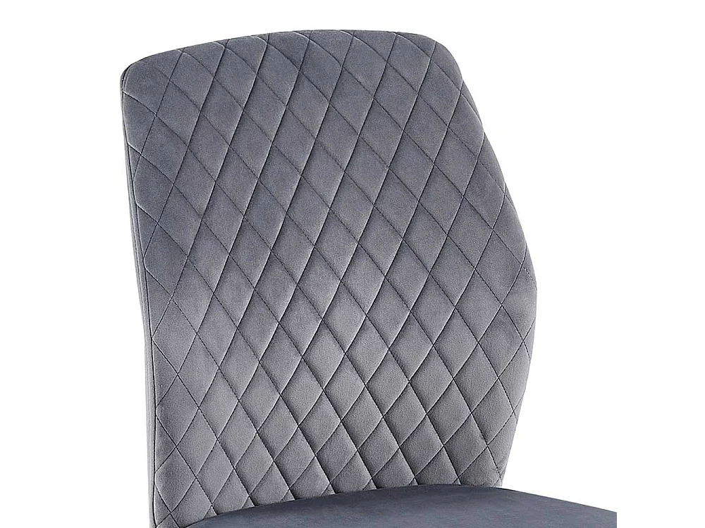 Kuechenstuhl Set Grau aus Samt und Metall 47 cm breit (2er Set)