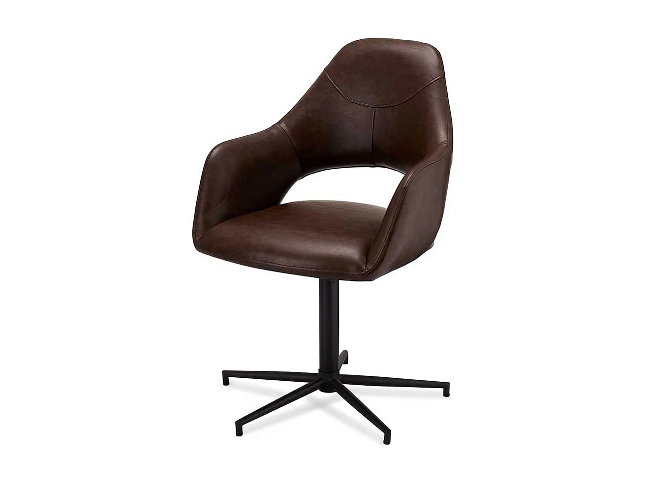 Armlehnen Esstisch Stühle in Dunkelbraun Kunstleder drehbar (2er Set)