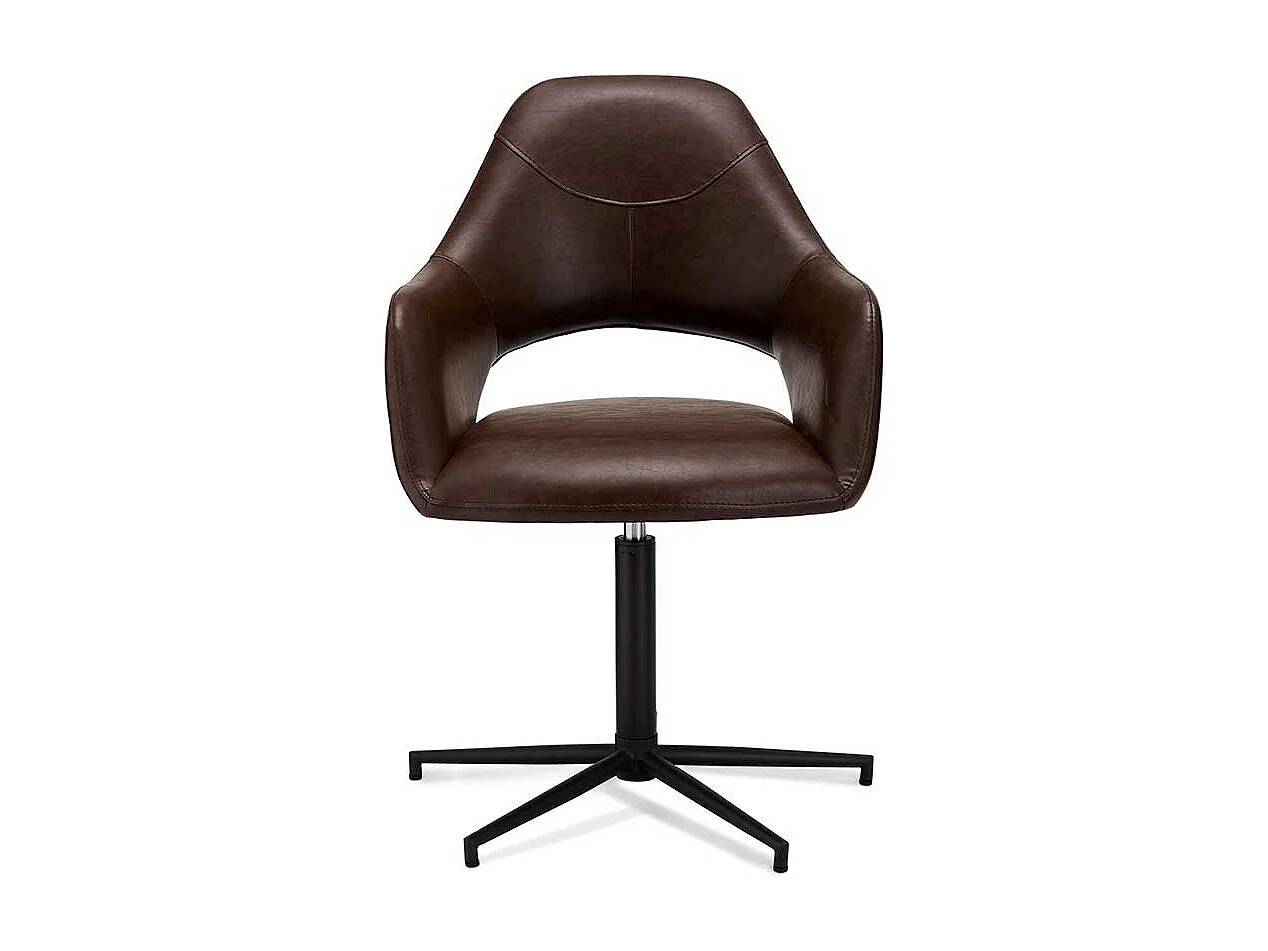 Armlehnen Esstisch Stühle in Dunkelbraun Kunstleder drehbar (2er Set)