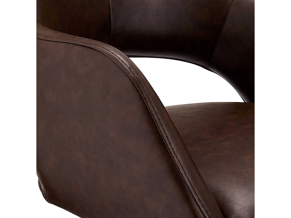 Armlehnen Esstisch Stühle in Dunkelbraun Kunstleder drehbar (2er Set)