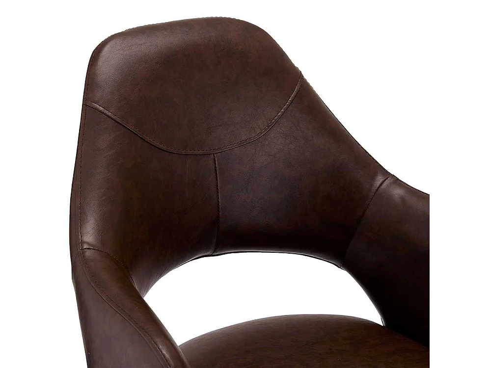 Armlehnen Esstisch Stühle in Dunkelbraun Kunstleder drehbar (2er Set)