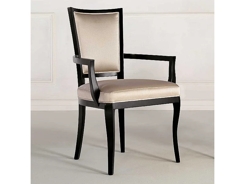 Esszimmerarmlehnstuhl in Beige und Schwarz italienisches Design