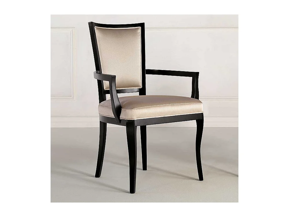 Esszimmerarmlehnstuhl in Beige und Schwarz italienisches Design