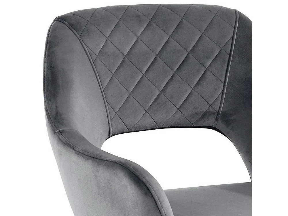 Samtbezug Armlehner in Grau Gestell aus Metall (2er Set)