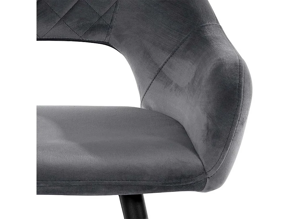 Samtbezug Armlehner in Grau Gestell aus Metall (2er Set)