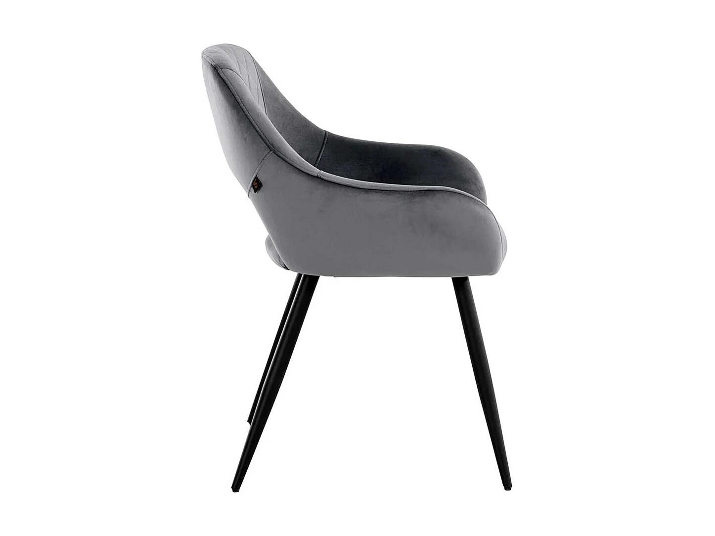 Samtbezug Armlehner in Grau Gestell aus Metall (2er Set)