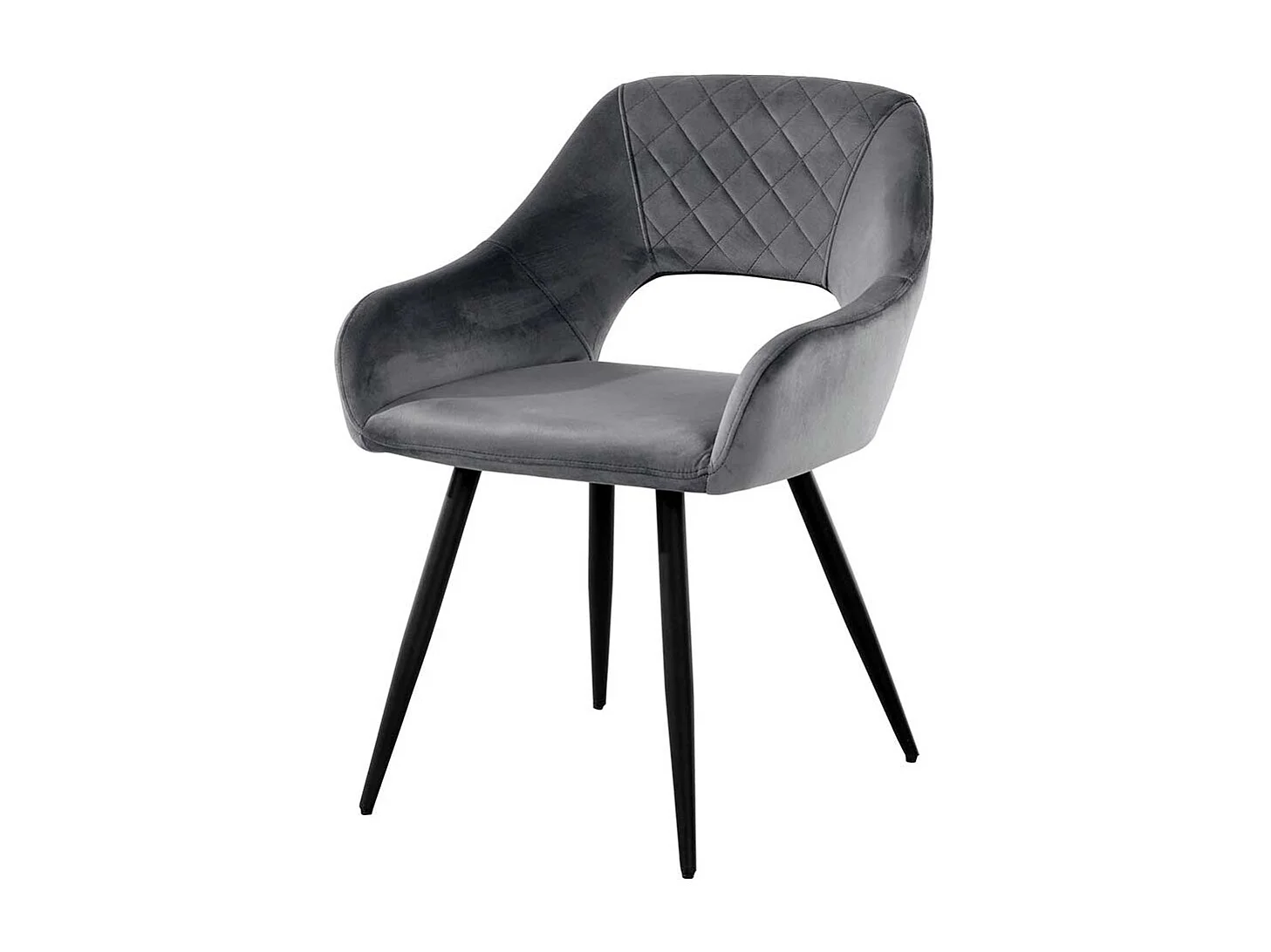 Samtbezug Armlehner in Grau Gestell aus Metall (2er Set)