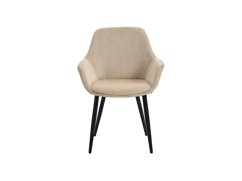 Cord Esstischstühle in Beige schwarzes Metallgestell (2er Set)