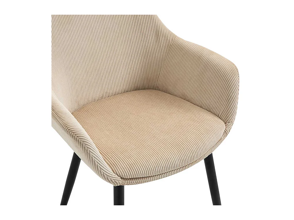 Cord Esstischstühle in Beige schwarzes Metallgestell (2er Set)