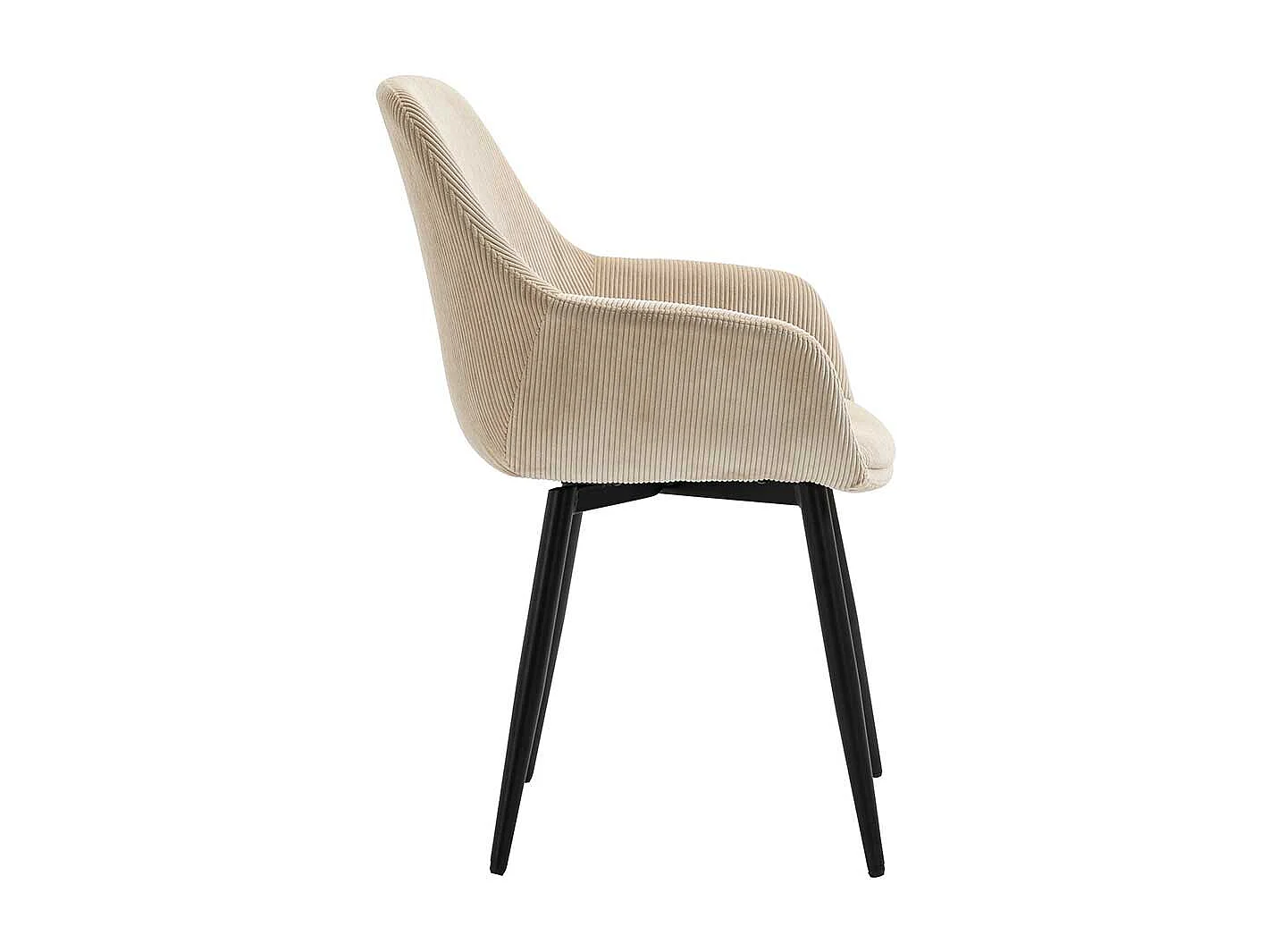 Cord Esstischstühle in Beige schwarzes Metallgestell (2er Set)