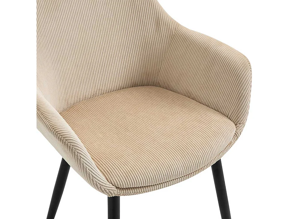 Cord Esstischstühle in Beige schwarzes Metallgestell (2er Set)